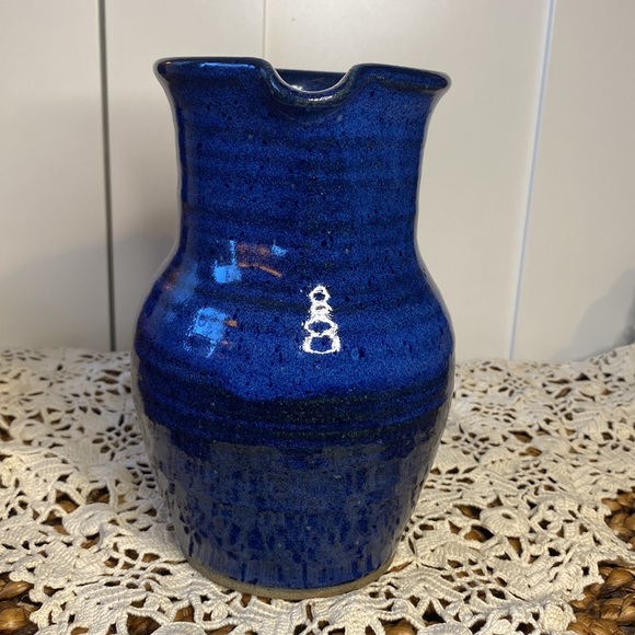Made in Jerome Arizona Pottery Cobalt Blue Large Pitcher - Picture 3 of 8